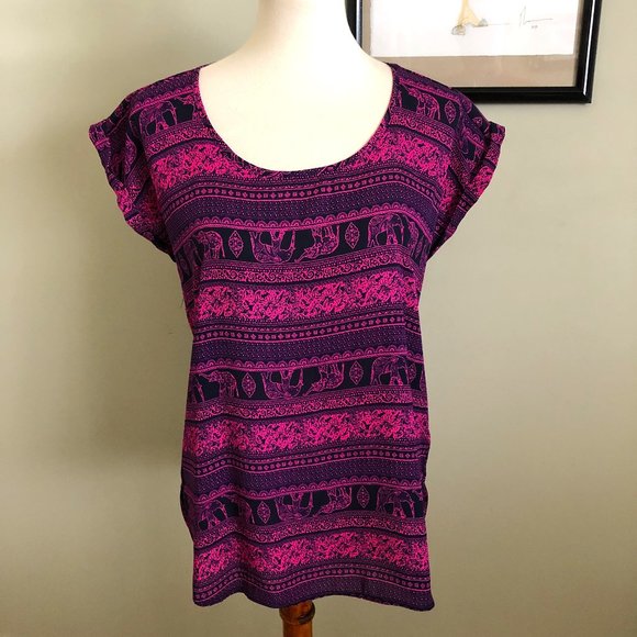 Pink Rose Tops - Pink Rose Polyester Elephant Top size L